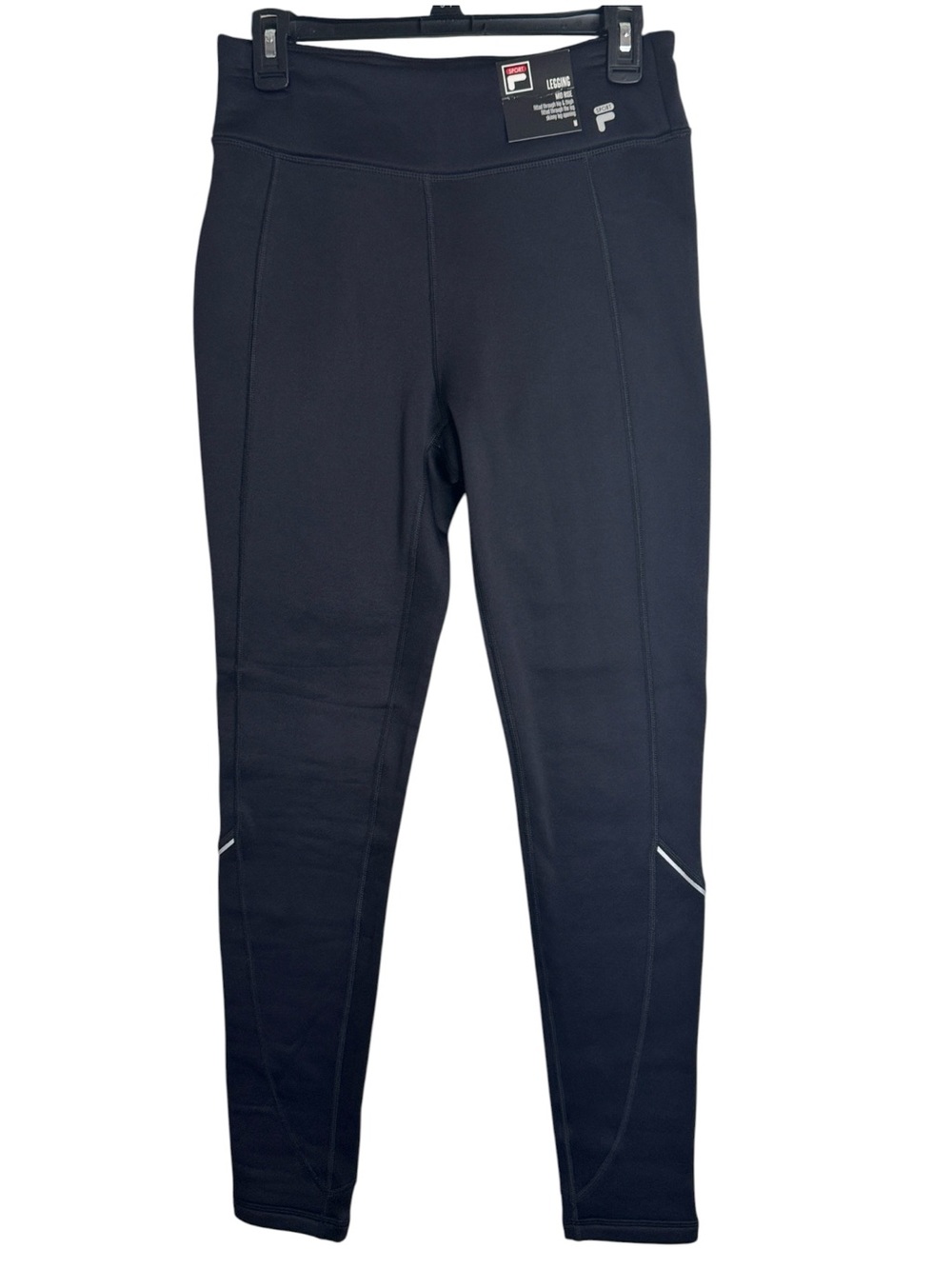 Fila Sport Neoprene Mid Rise Skinny Leg Seamed Leggings in Black size M